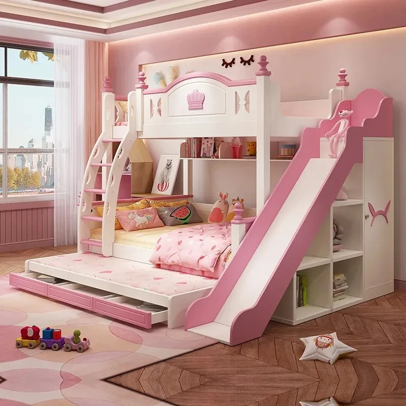 Children Bedroom Furniture Chi - Bunk Bed With Stairs And Slide 评论和价格