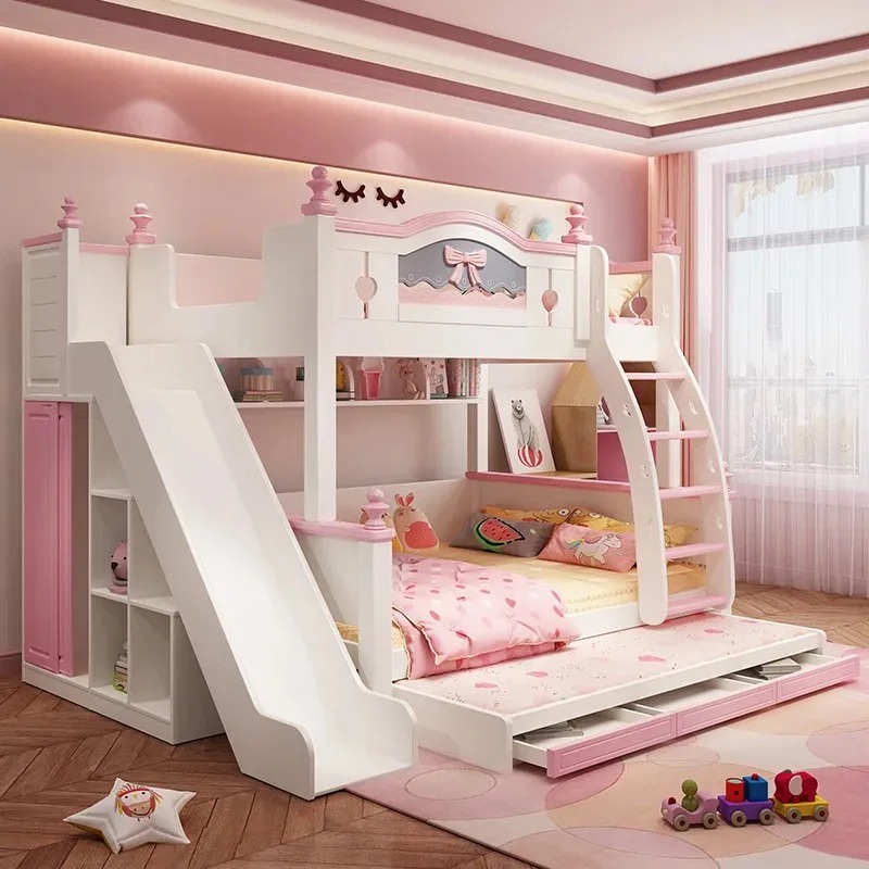 Children Bedroom Furniture Chi - Bunk Bed With Stairs And Slide 评论和价格