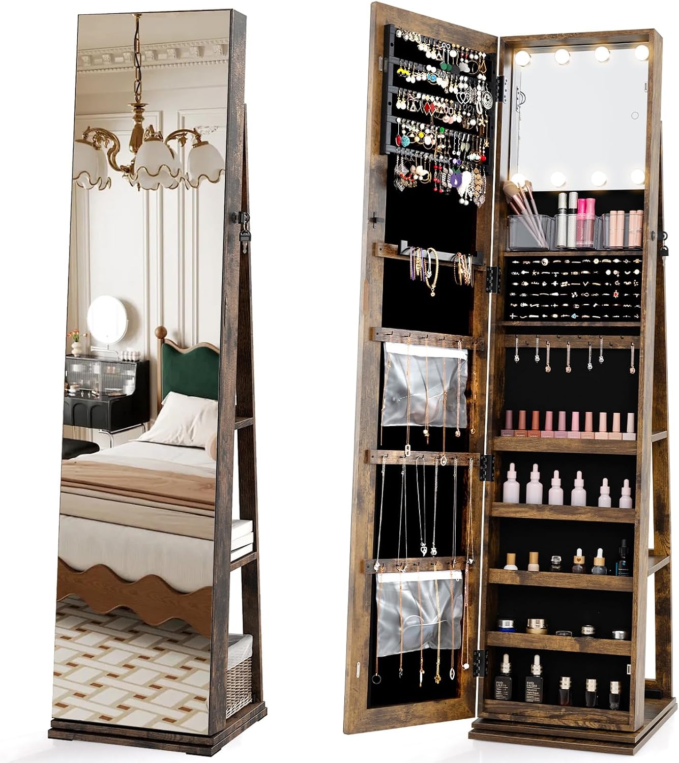 Swivel Jewelry Armoire Full Le - Full Length Mirror Jewelry Armoire 评论和价格