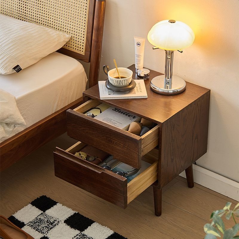 Wooden Bedside Tables Vintage  - Solid Wood Nightstand 2 Drawers 评论和价格