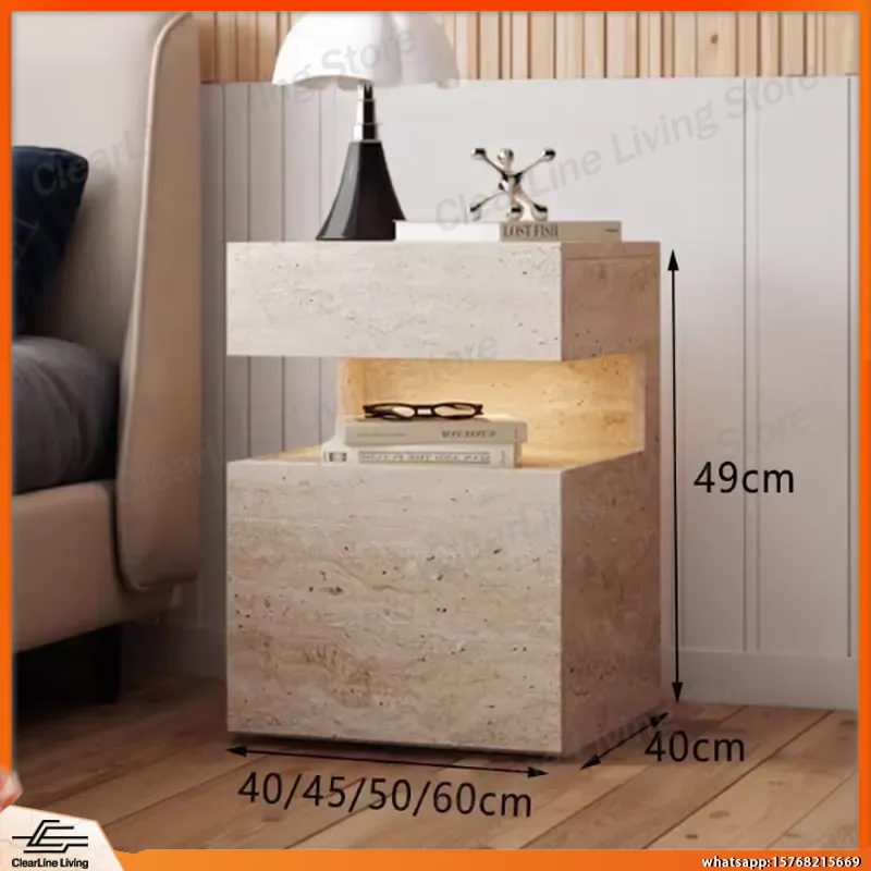 Solid Wood Nightstand Minimali - Floating Nightstand With Led Light 评论和价格