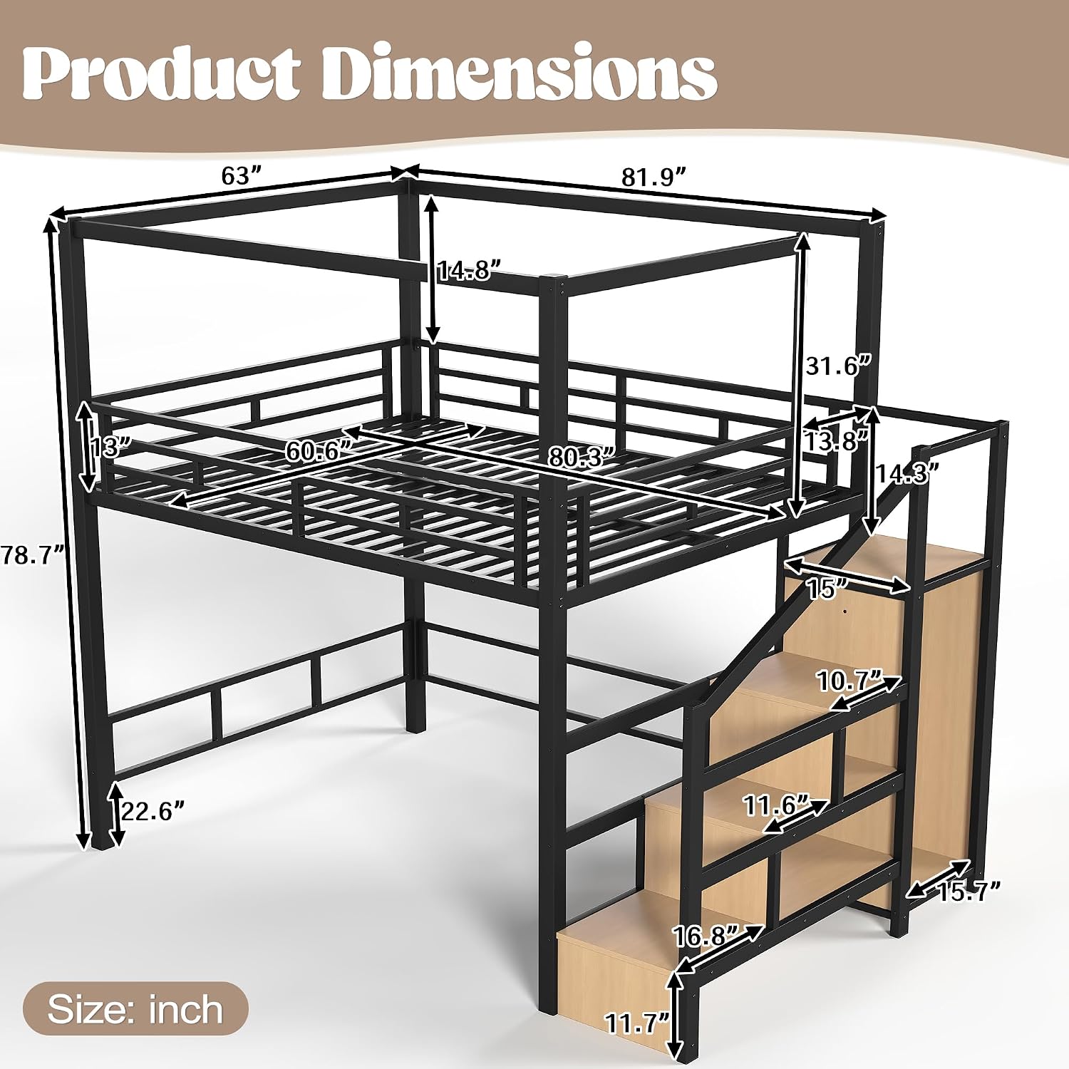Queen Loft Bed with Storage St - Canopy Bed Frame Metal Queen 评论和价格