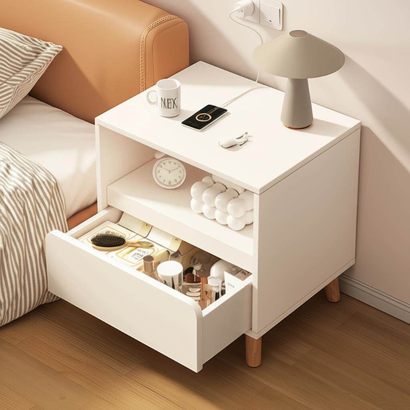 White bedside table Bedroom wi - Solid Wood Nightstand 2 Drawers 评论和价格