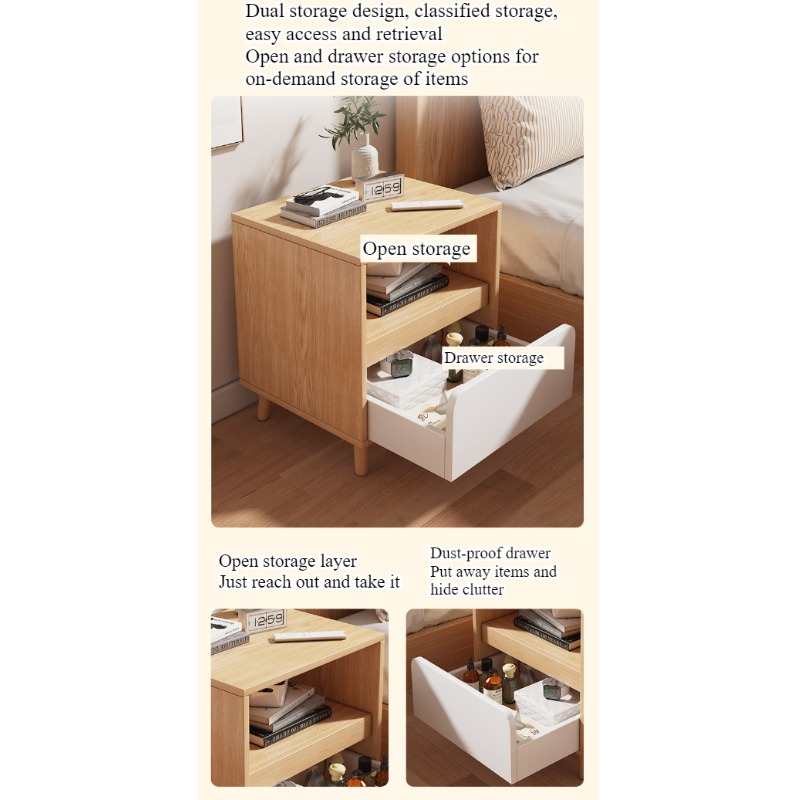 White bedside table Bedroom wi - Solid Wood Nightstand 2 Drawers 评论和价格