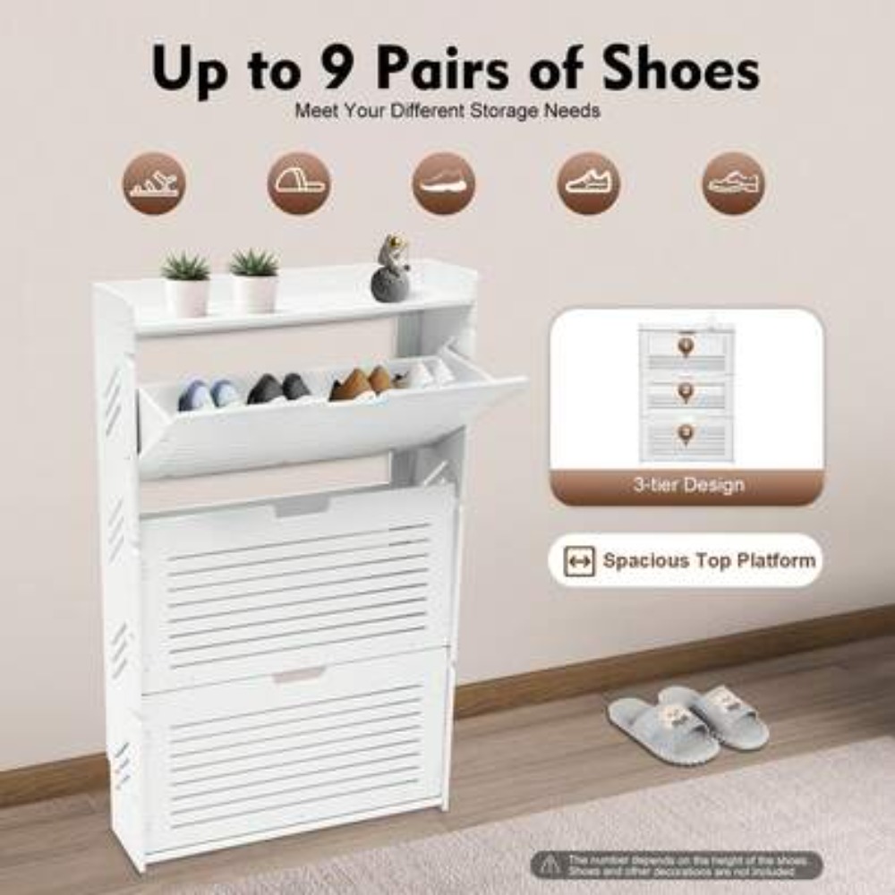 Modern Shoe Storage Cabinet 3  - Shoe Rack Cabinet Narrow Entryway 评论和价格