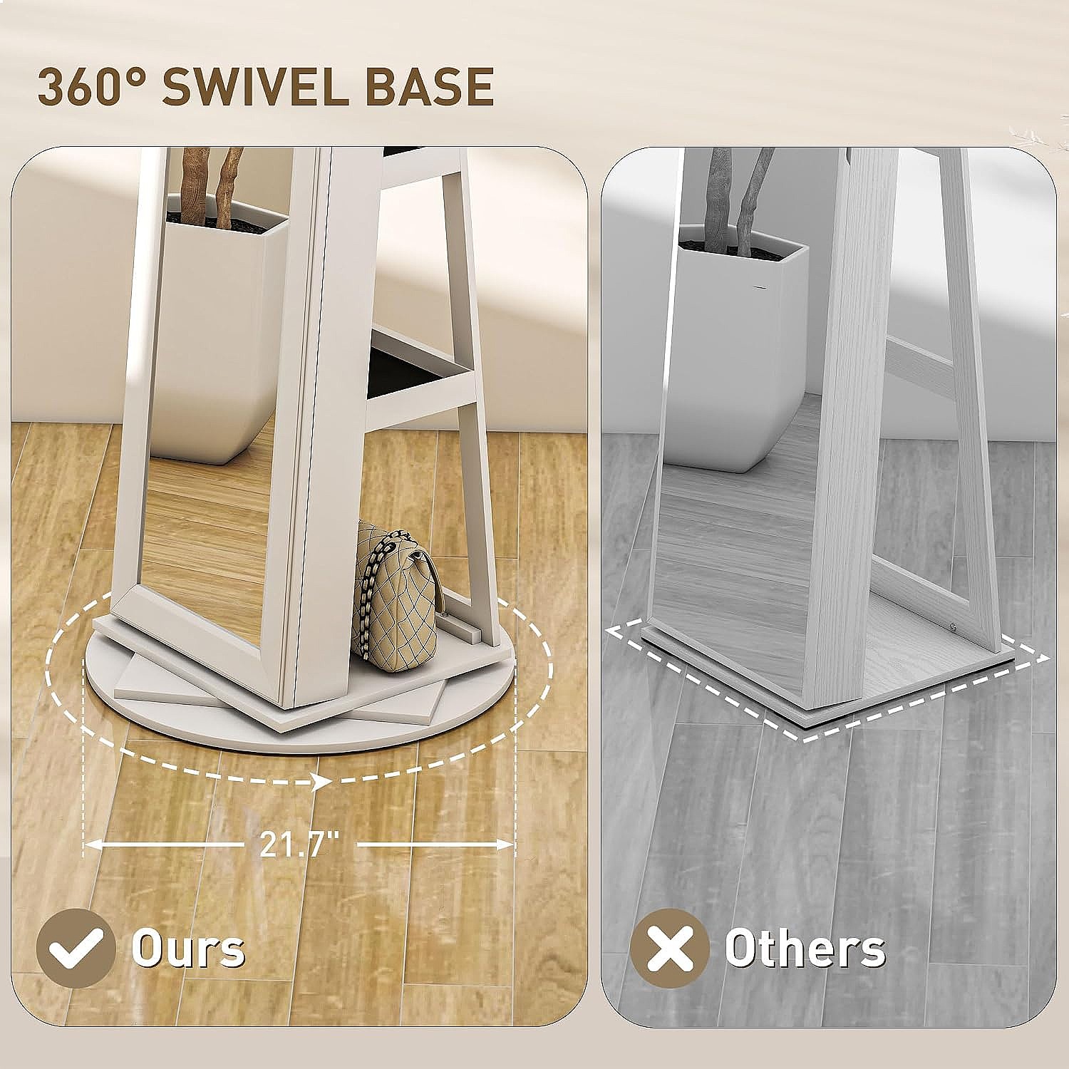 HOMCOM 360° Swivel Lockable Je - Full Length Mirror Jewelry Armoire 评论和价格