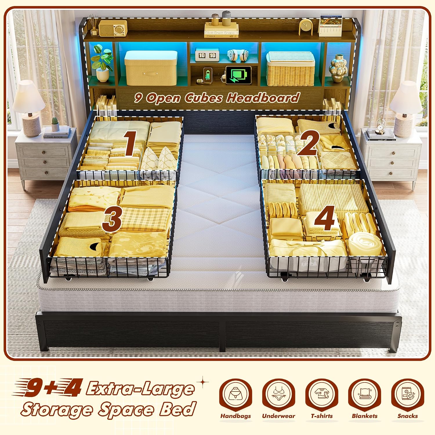 King Size Bed Frame Storage He - King Size Bed Frame With Storage Drawers 评论和价格