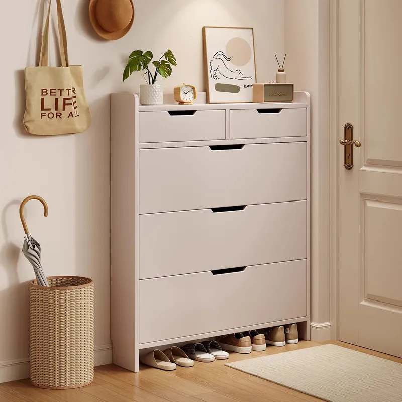 Solid Wood Core Shoe Cabinet 1 - Shoe Rack Cabinet Narrow Entryway 评论和价格
