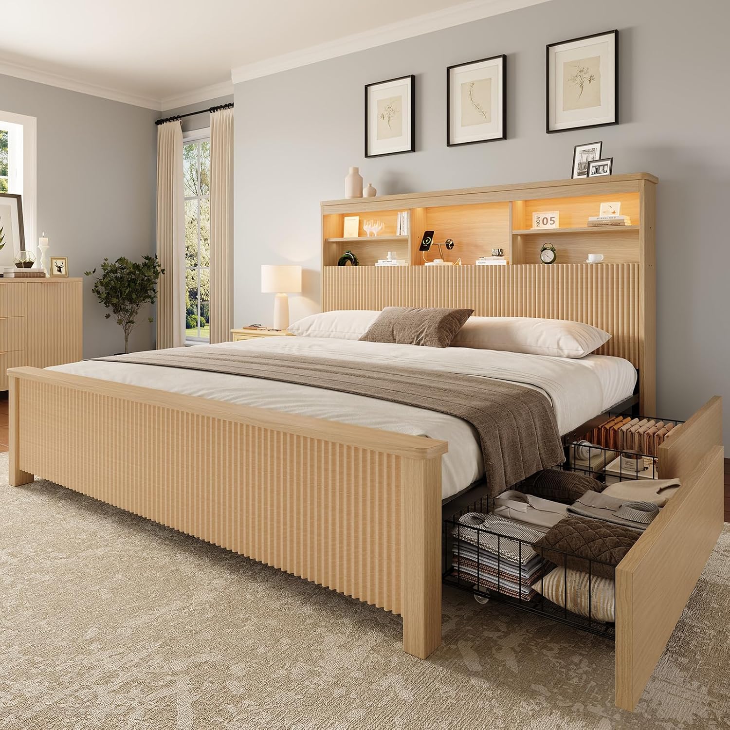 King Size Bed Frame 4 Storage  - King Size Bed Frame With Storage Drawers 评论和价格