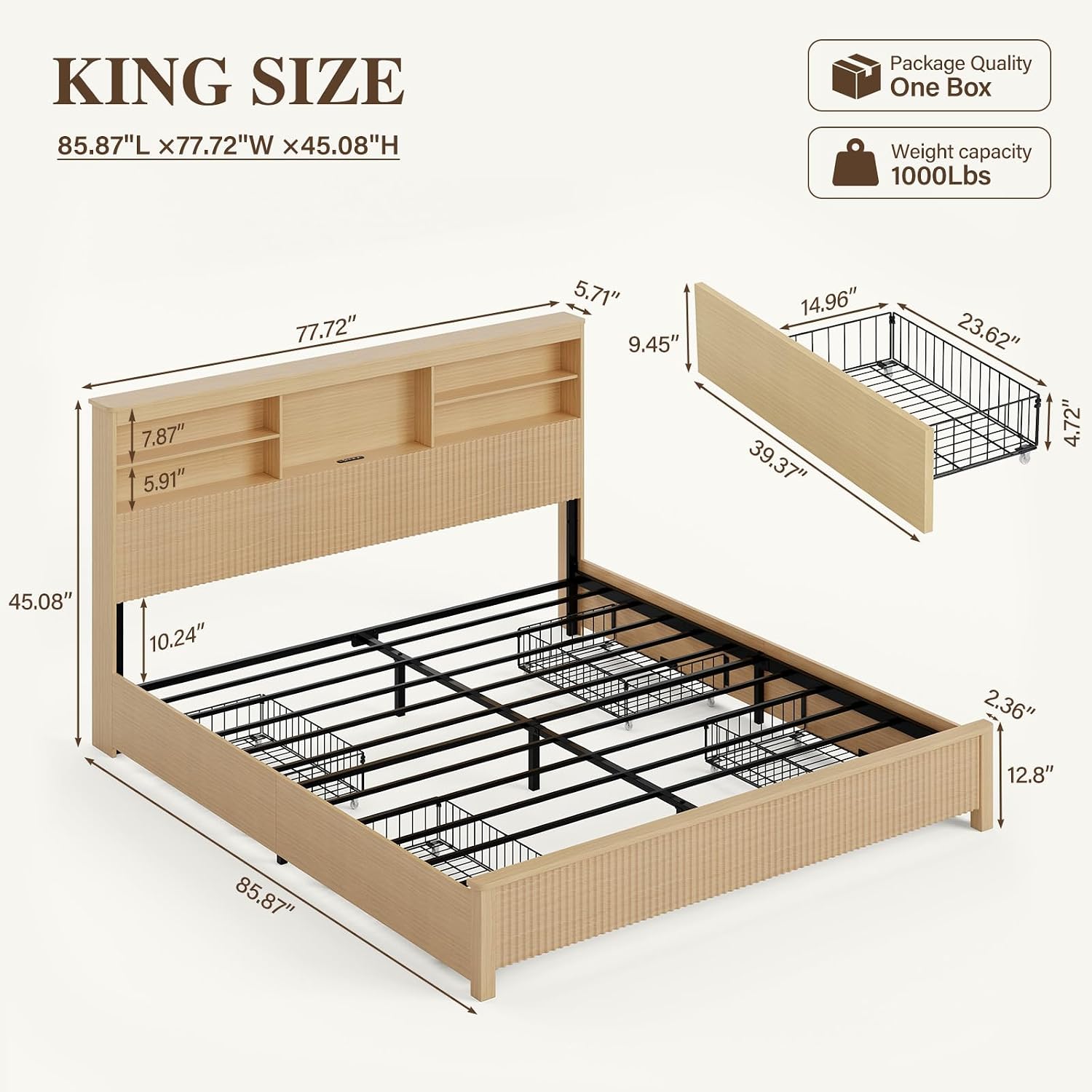 King Size Bed Frame 4 Storage  - King Size Bed Frame With Storage Drawers 评论和价格