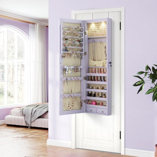 Wall or Door Mounted Jewelry A - Full Length Mirror Jewelry Armoire 评论和价格