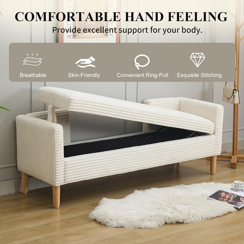 with Wood Leg, End of Bed Benc - Bedroom Furniture 评论和价格