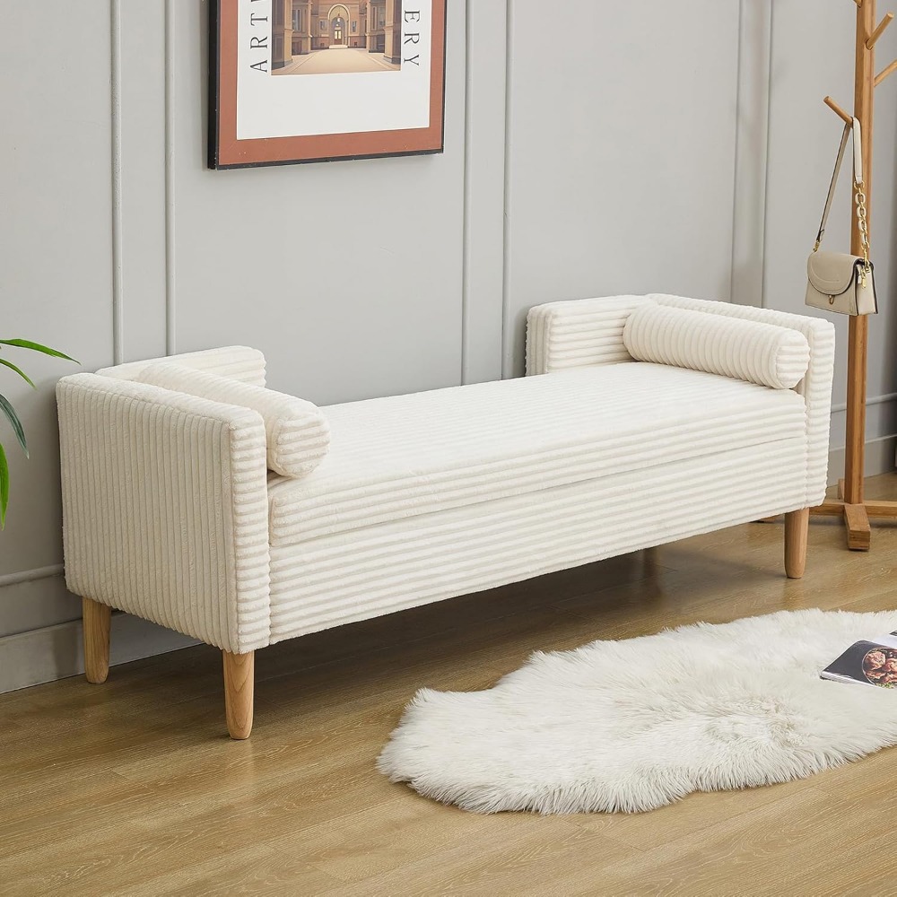 with Wood Leg, End of Bed Benc - Bedroom Furniture 评论和价格
