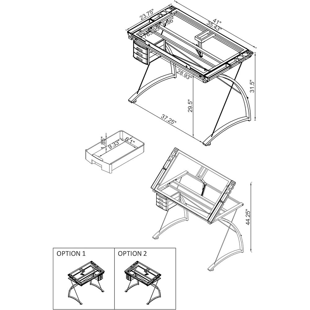 41-Inch Metal and Glass Drafti - Tables 评论和价格