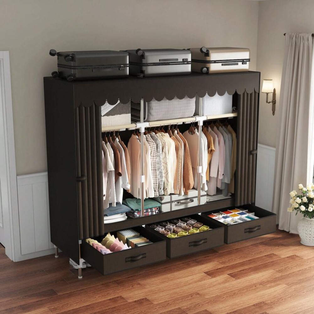 Portable Wardrobe Closet with  - Wardrobe Closet Portable Fabric Cover 评论和价格