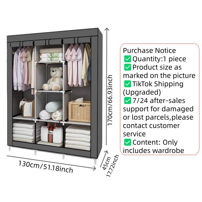 64 Inch Portable Clothes Wardr - Wardrobe Closet Portable Fabric Cover 评论和价格