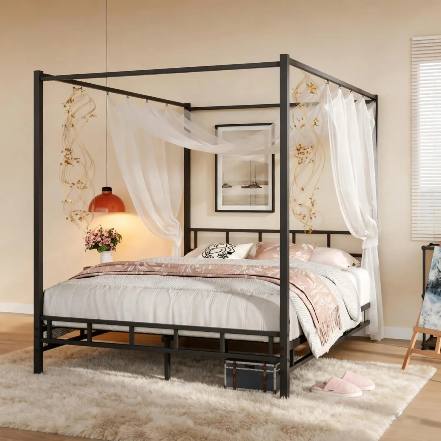 Metal Canopy Bed Frame Queen S - Canopy Bed Frame Metal Queen 评论和价格