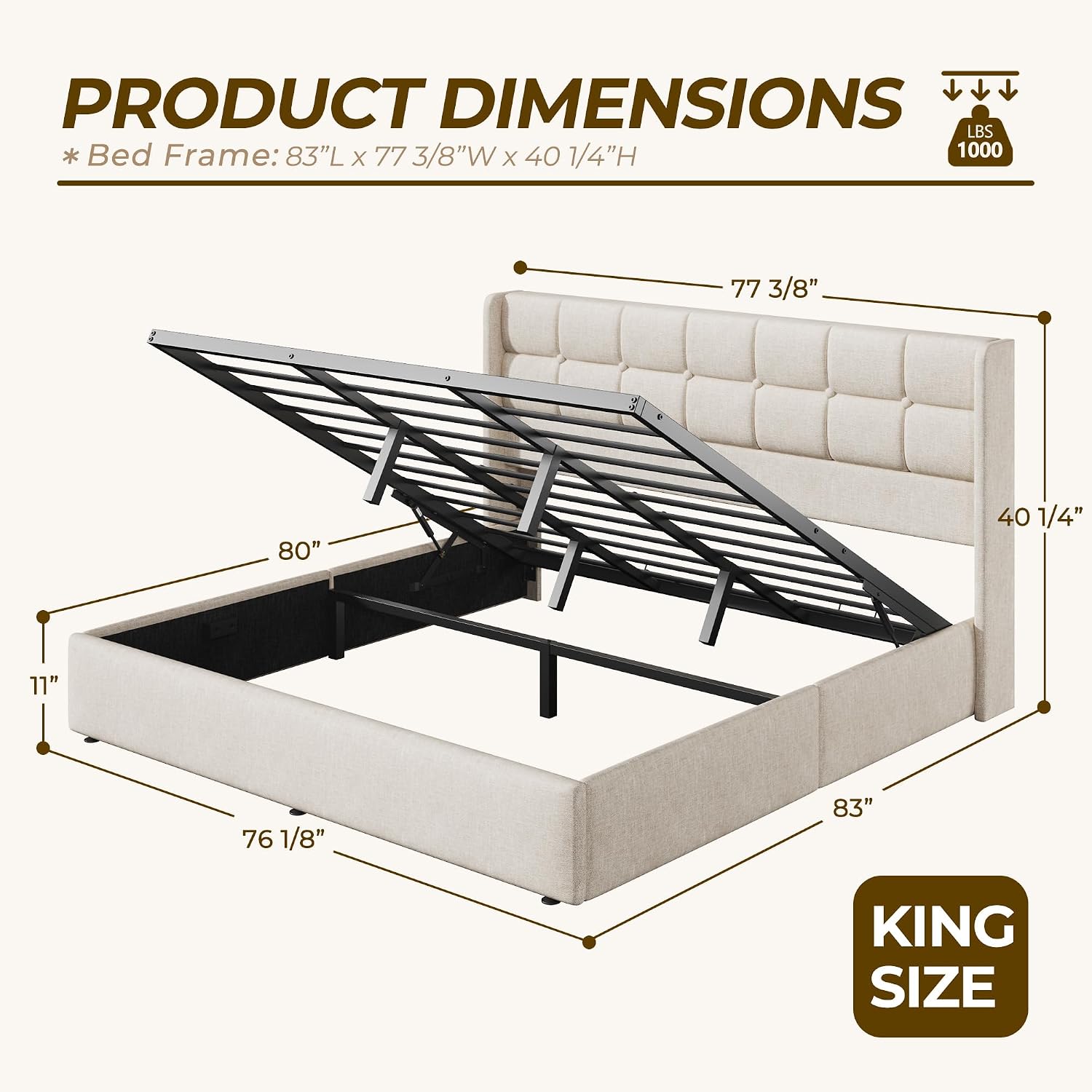 King Size Lift Storage Bed Fra - Gas Lift Storage Bed Hydraulic 评论和价格