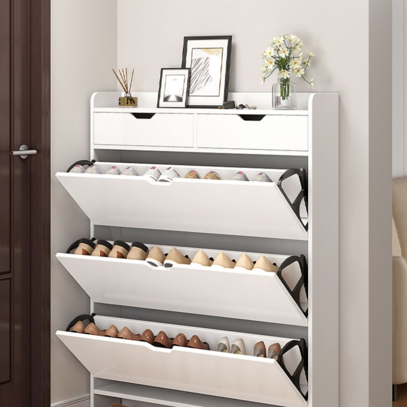 2-Tier Wooden Shoe Organizer C - Shoe Rack Cabinet Narrow Entryway 评论和价格
