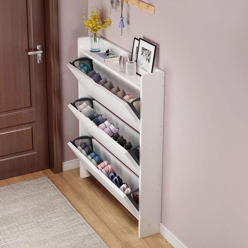 2-Tier Wooden Shoe Organizer C - Shoe Rack Cabinet Narrow Entryway 评论和价格