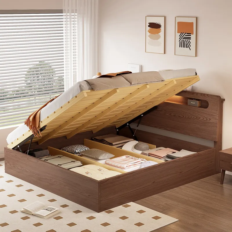Modern Solid Wood Hydraulic St - Gas Lift Storage Bed Hydraulic 评论和价格