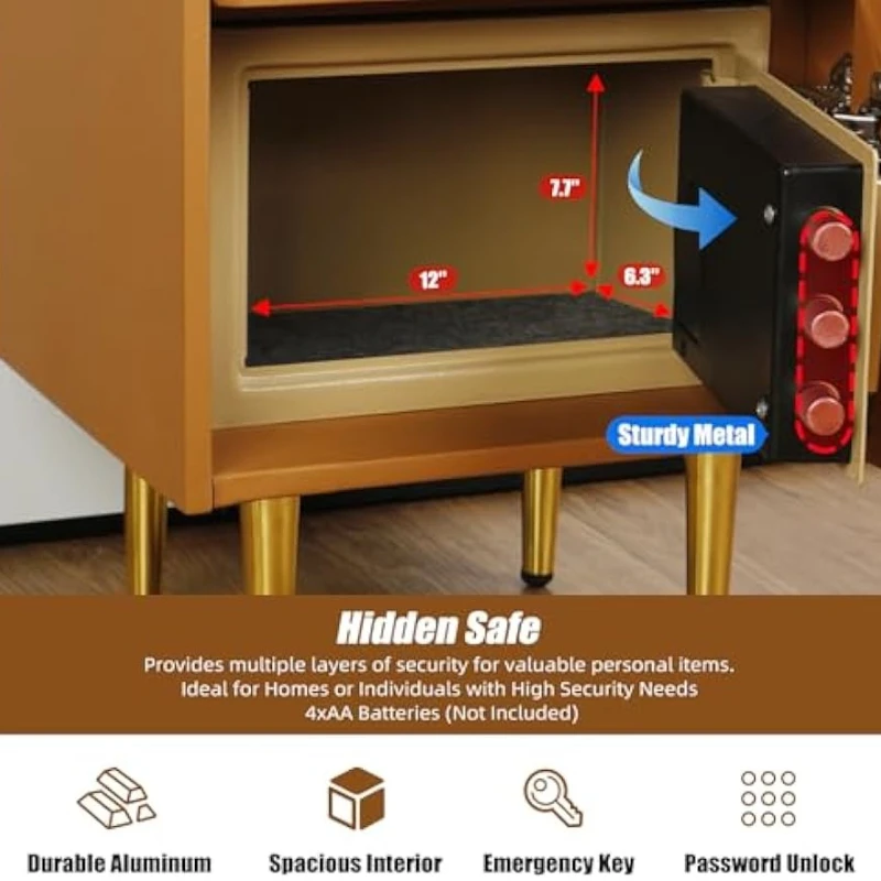 Smart Nightstand With Hidden S - Solid Wood Nightstand 2 Drawers 评论和价格
