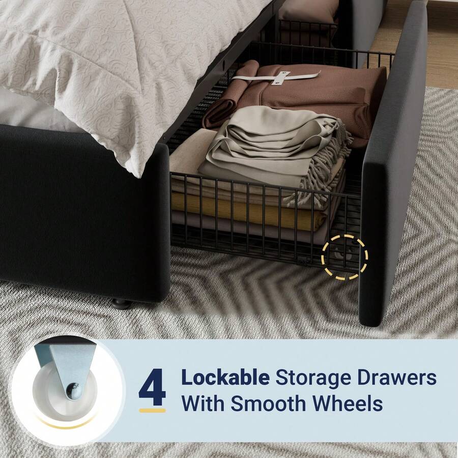 Full/Queen/King Size Platform  - King Size Bed Frame With Storage Drawers 评论和价格