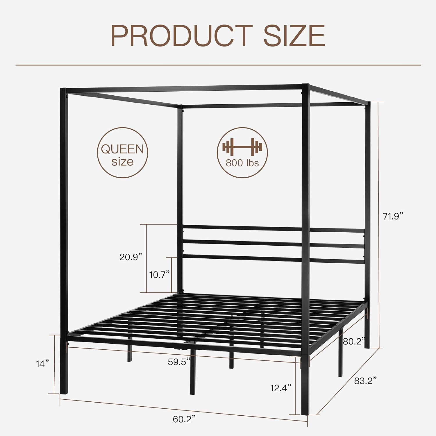Queen Metal Canopy Bed Frame H - Canopy Bed Frame Metal Queen 评论和价格