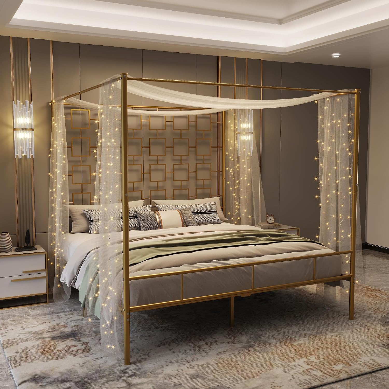 Queen Canopy Bed Frame Metal F - Canopy Bed Frame Metal Queen 评论和价格