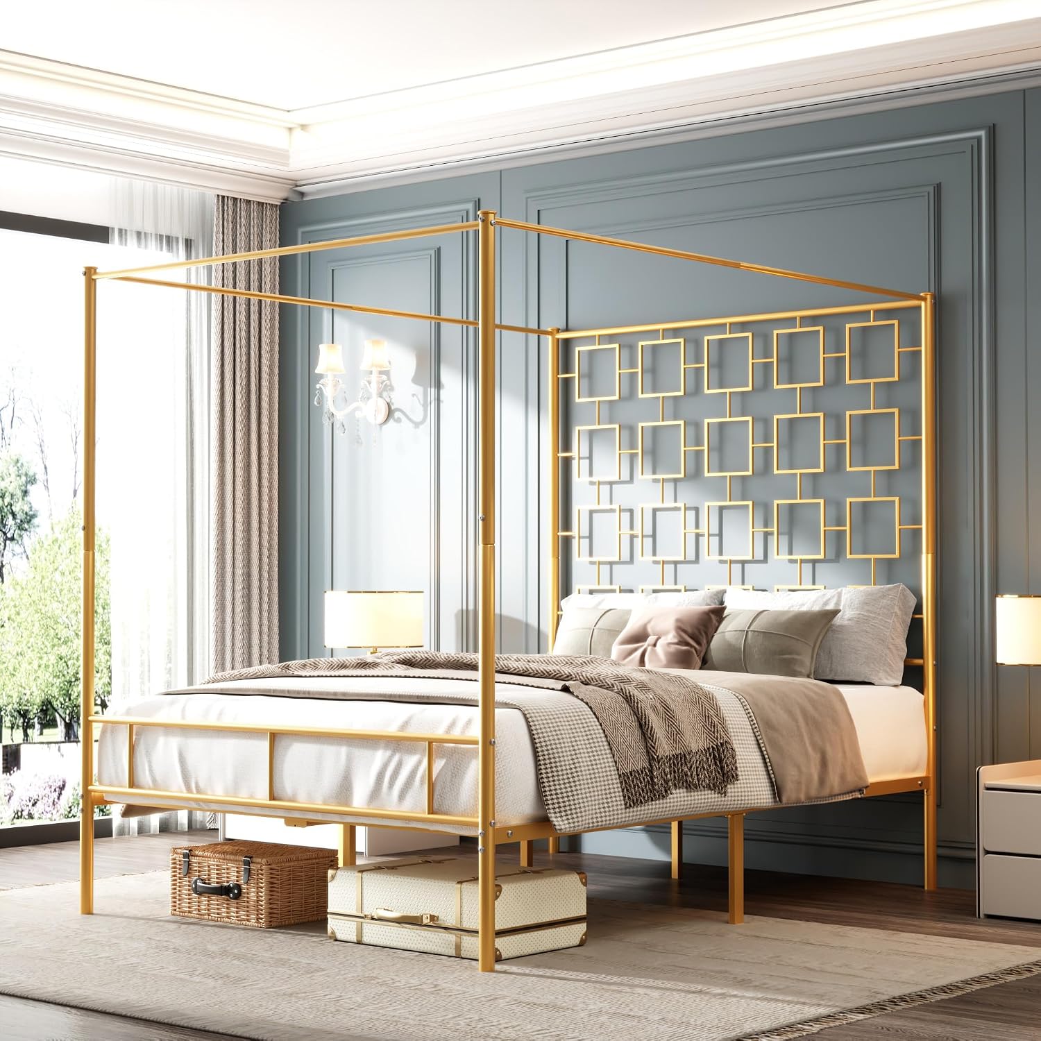 Queen Canopy Bed Frame Metal F - Canopy Bed Frame Metal Queen 评论和价格