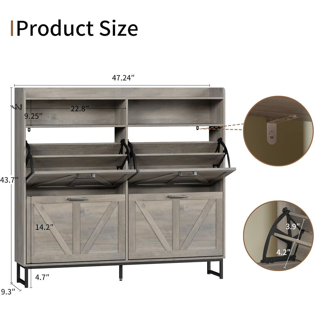 Shoe Storage Cabinet with 4 li - Shoe Rack Cabinet Narrow Entryway 评论和价格