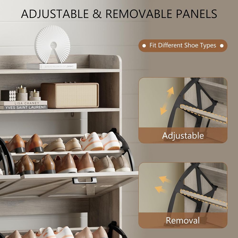 Shoe Storage Cabinet with 4 li - Shoe Rack Cabinet Narrow Entryway 评论和价格