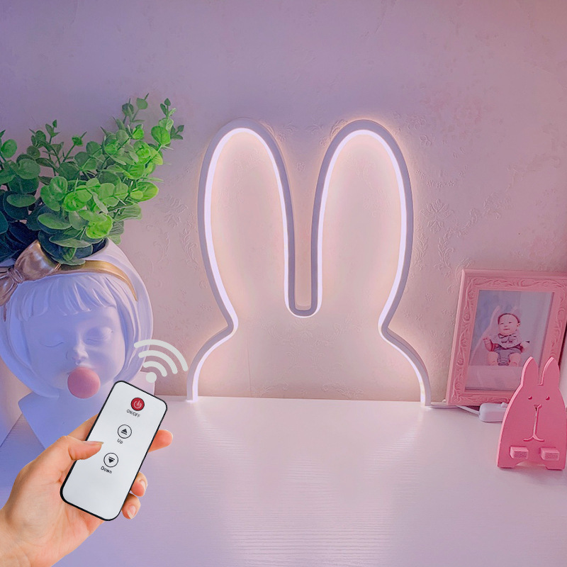 Cute Led Rabbit Wall Lights US - Floating Nightstand With Led Light 评论和价格