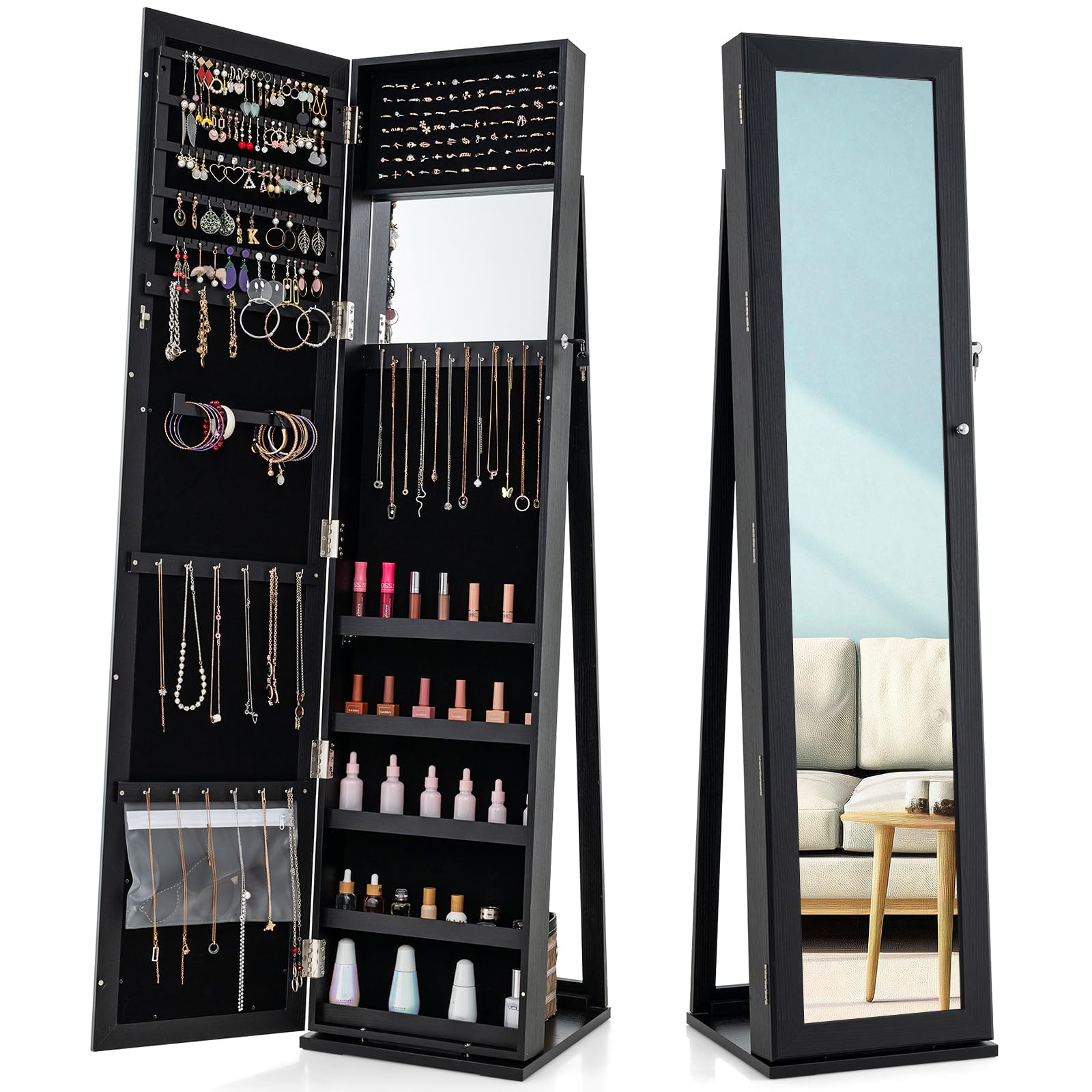 Jewelry Armoire Cabinet with 6 - Full Length Mirror Jewelry Armoire 评论和价格