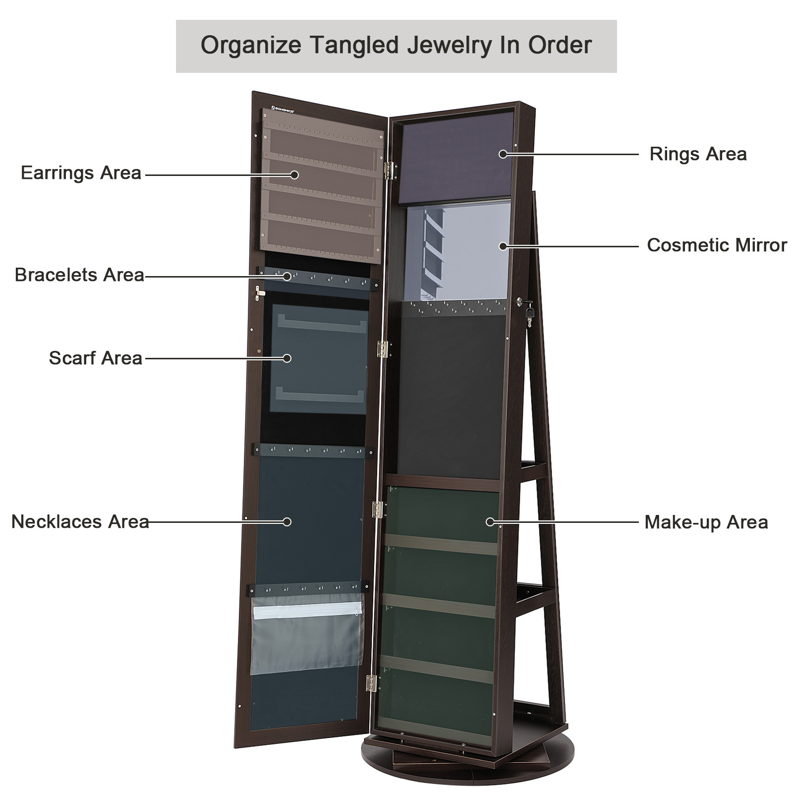 Lockable Full Length Mirror Je - Full Length Mirror Jewelry Armoire 评论和价格