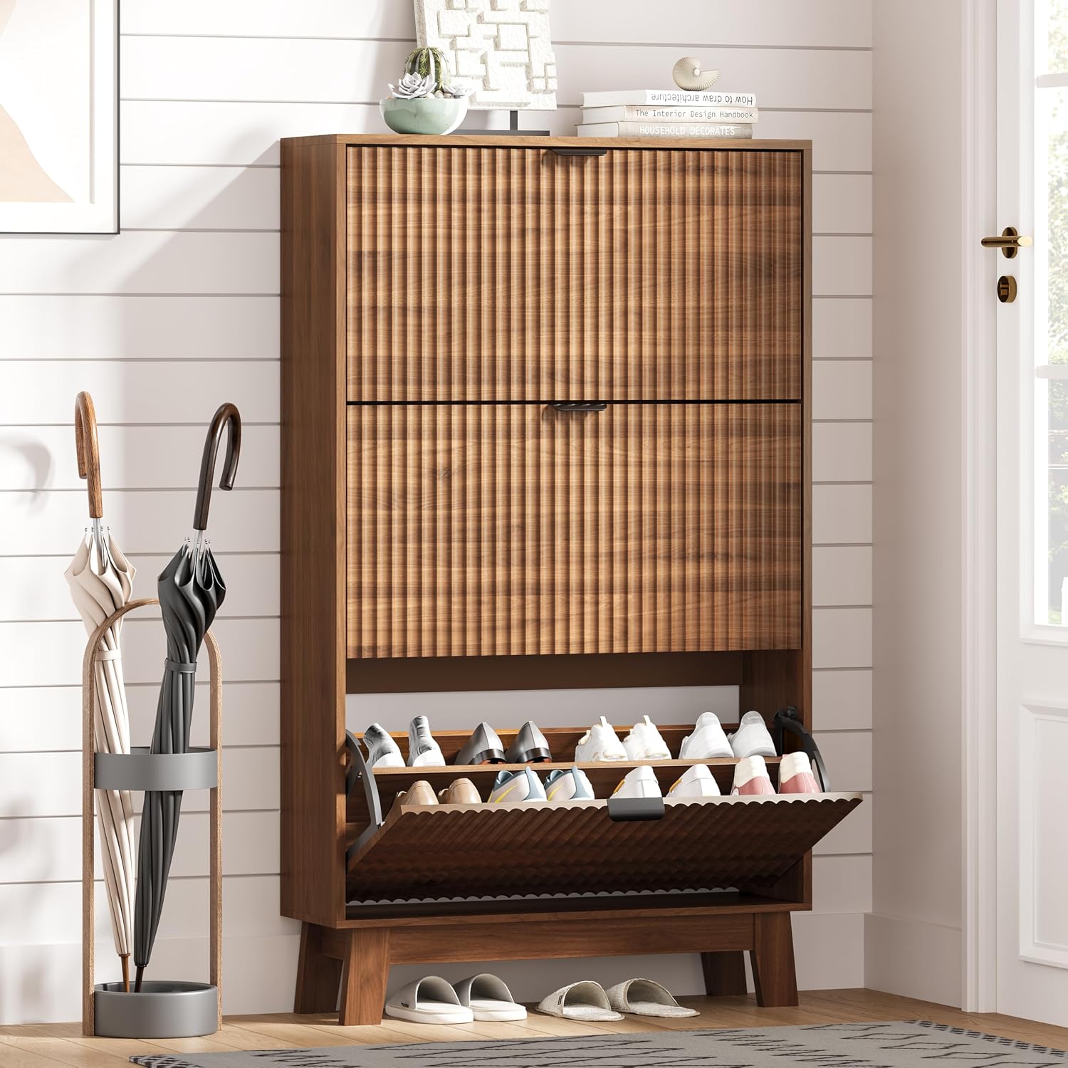 Entryway Shoe Cabinet Storage  - Shoe Rack Cabinet Narrow Entryway 评论和价格