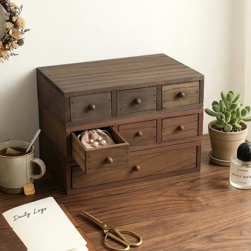 Wooden Desktop Storage Box Mon - Storage 评论和价格