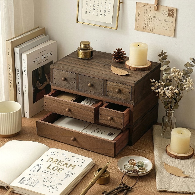 Wooden Desktop Storage Box Mon - Storage 评论和价格