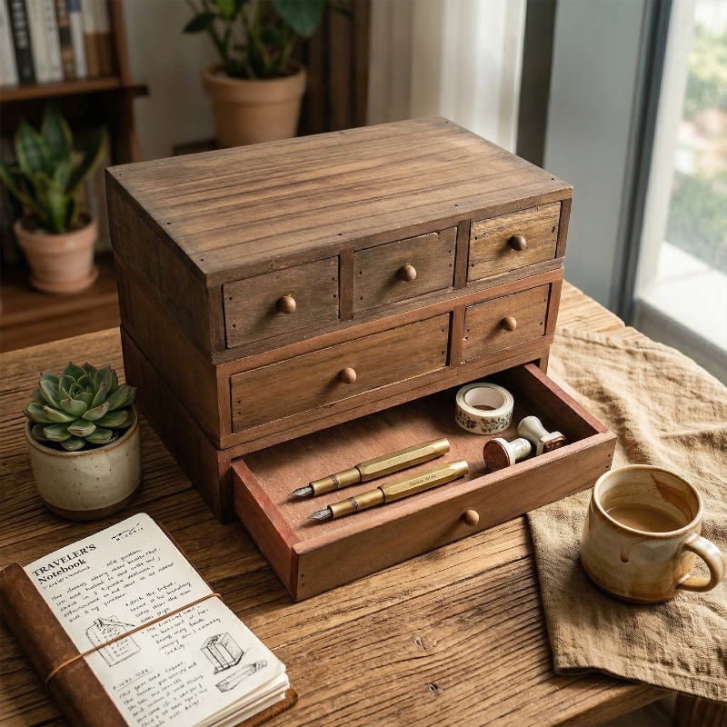 Wooden Desktop Storage Box Mon - Storage 评论和价格