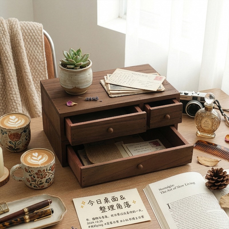 Wooden Desktop Storage Box Mon - Storage 评论和价格