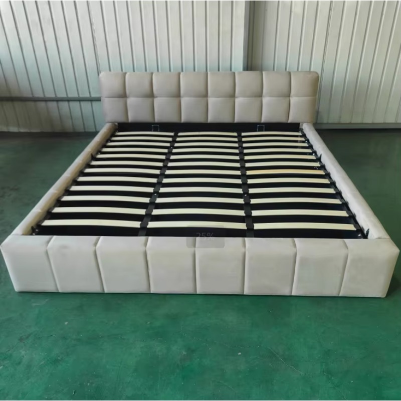 ^ Modern Tufted Soft Bed with  - Gas Lift Storage Bed Hydraulic 评论和价格