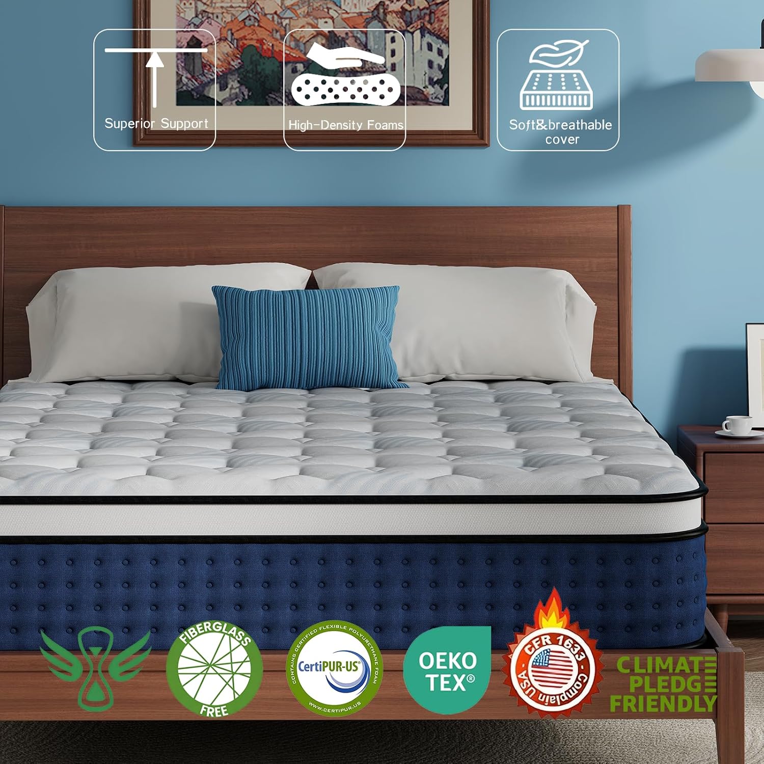 Mattress,Hybrid Queen Size Mat - Memory Foam Mattress In A Box Queen 评论和价格
