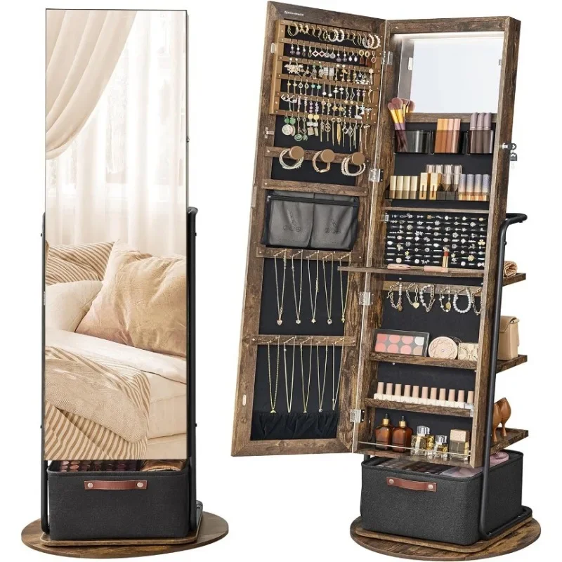 l 360° Swivel Mirrored Jewelry - Full Length Mirror Jewelry Armoire 评论和价格