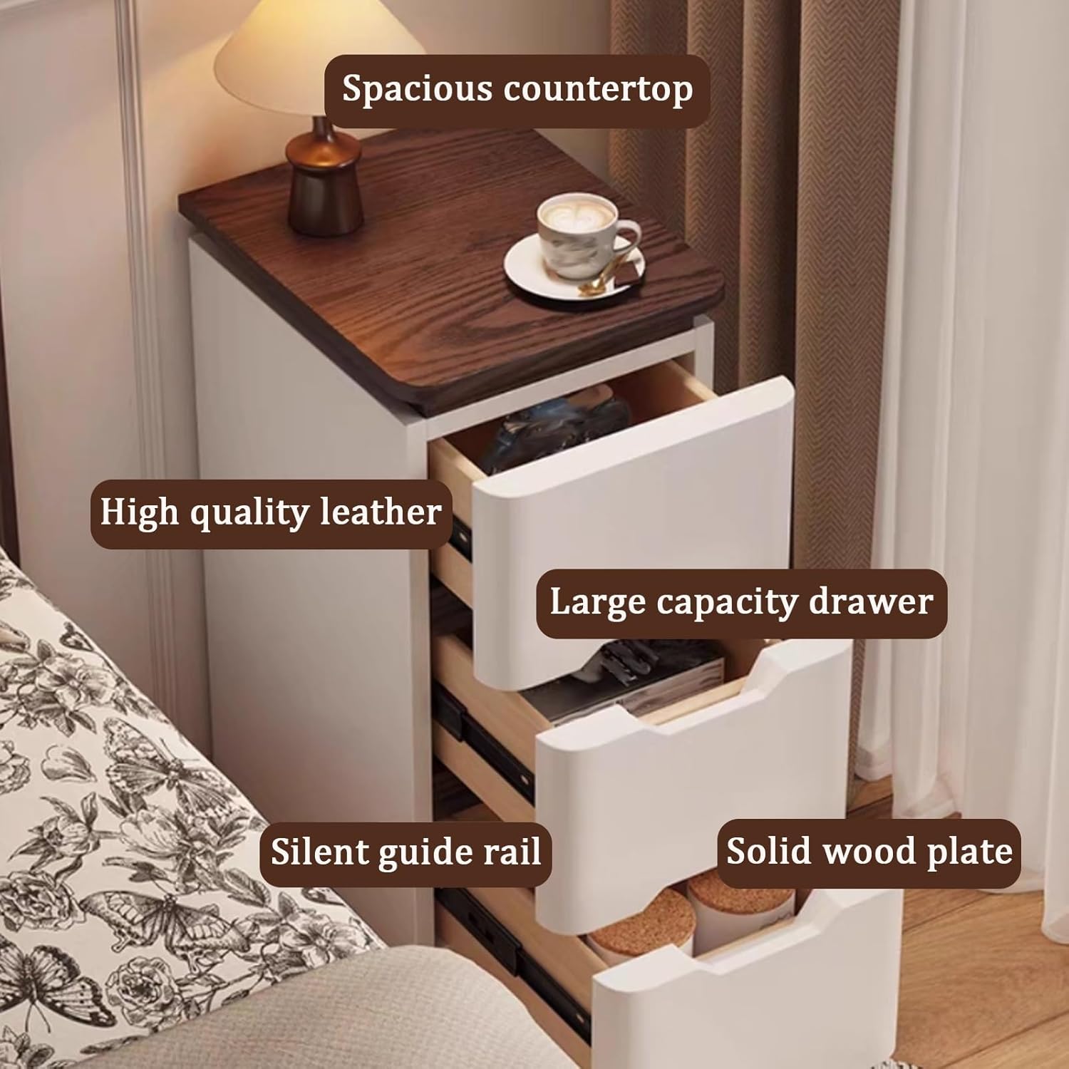 Bed Side Tables Bedroom, Night - Solid Wood Nightstand 2 Drawers 评论和价格
